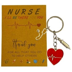 Nurse Keychain Gift Set 3 Pendants with Appreciation Thank You Card RN
